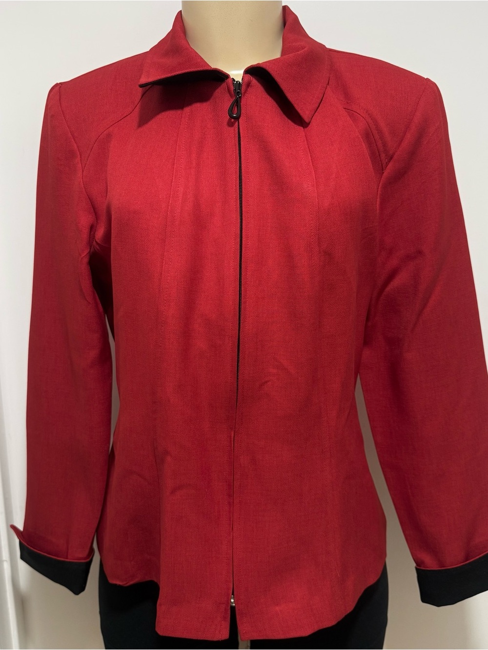 Red Women's Zip-Front Jacket Vintage Periwinkle Size 10